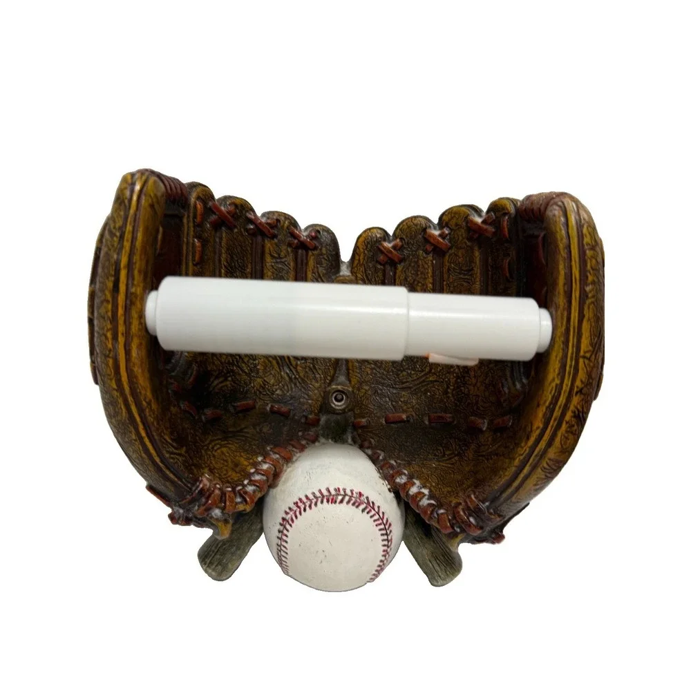 Baseball Glove Toilet Paper Holder Resin Wall Mount Sports Bathroom Decor Mitt
